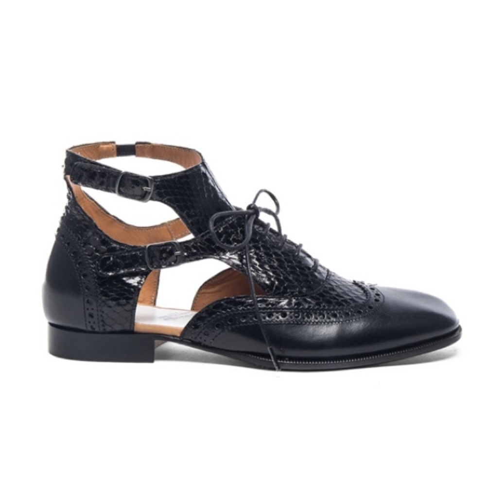 MAISON MARGIELA Ankle Strap Python & Leather Cut Out Shoes - Picture 3 of 12